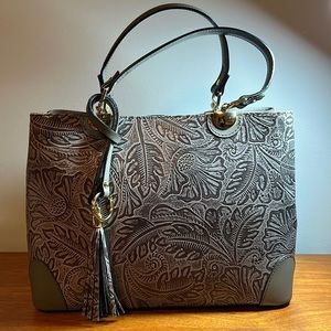 Italian Leather Gray Handbag